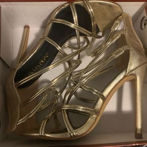 Gold stappy heel size 8 worn once